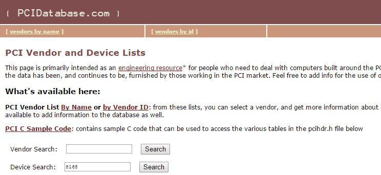 pci id database