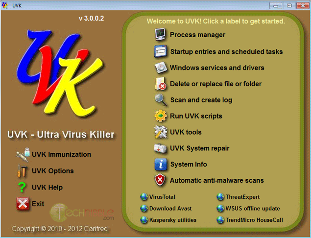Ultra Virus Killer Front Page
