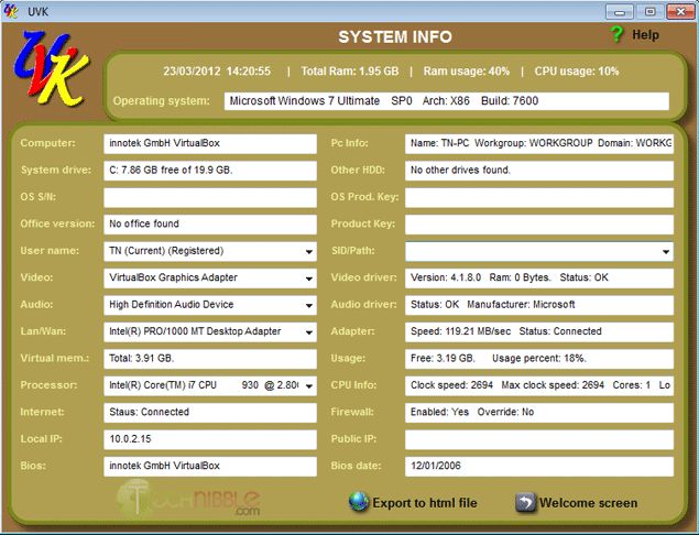 Ultra Virus Killer System Information