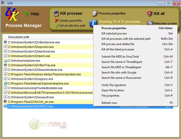 Ultra Virus Killer Process Explorer