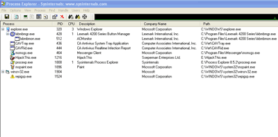 Looking in Process Explorer