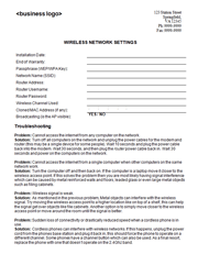 Wireless Settings and Troubleshooting Form