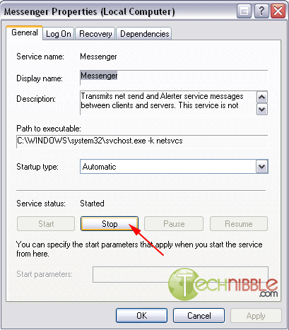 Stopping the Messenger Service