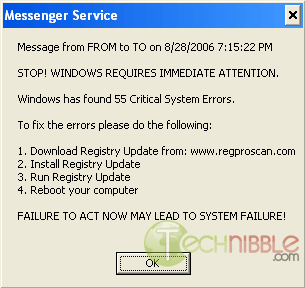 Messenger Service Scam/Spam Popup