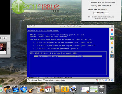Installing Windows XP in Mac OSX