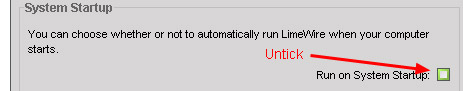Stop Limewire from Loading at Startup