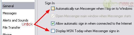 Stop MSN Messenger from Loading at Bootup