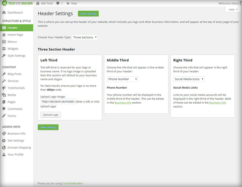 techsitebuilder-headersetting