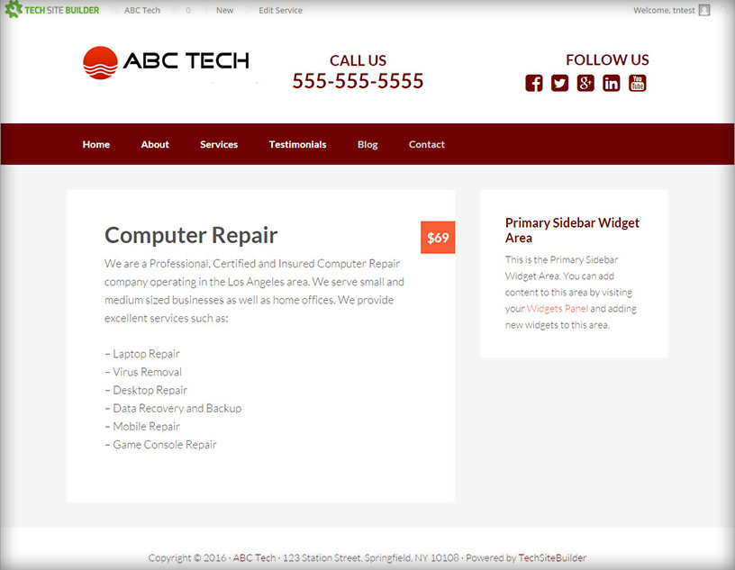 techsitebuilder-servicessample