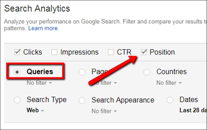 Google Webmaster Tools Search Analytics and Position