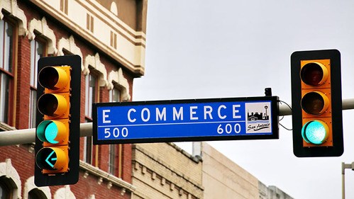 Ecommerce Street Sign with Green Traffic Lights